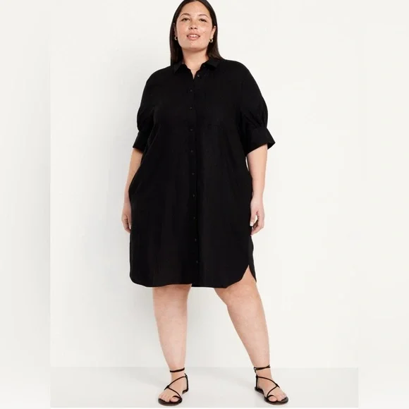 NWT! Black Linen-Blend Shirt Dress - Multiple Sizes💛 - Picture 6 of 10